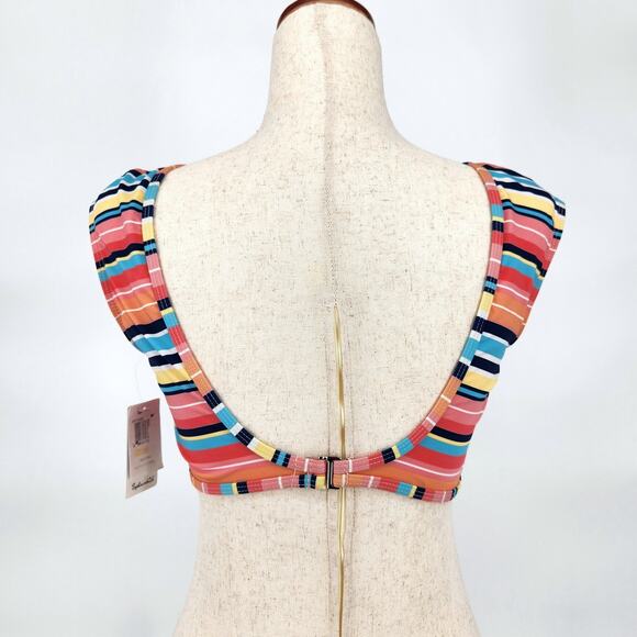 Splendid Women Juicy Fruit Striped Cap Sleeves Summer Swim Bralette Top Size M - Picture 2 of 4
